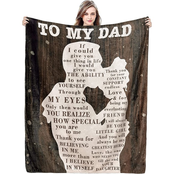 DAJU to My Dad Blanket for Dad Birthday Present for Daddy Husband Men Healing Throw from Son Printed Snuggle Living Room Decor(50*60inch)