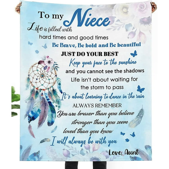 DAJU to My Niece from Aunt Blanket Niece Birthday Gifts Ultra Soft Fleece Throw Blankets for Sofa Bed Couch(30*40inch)