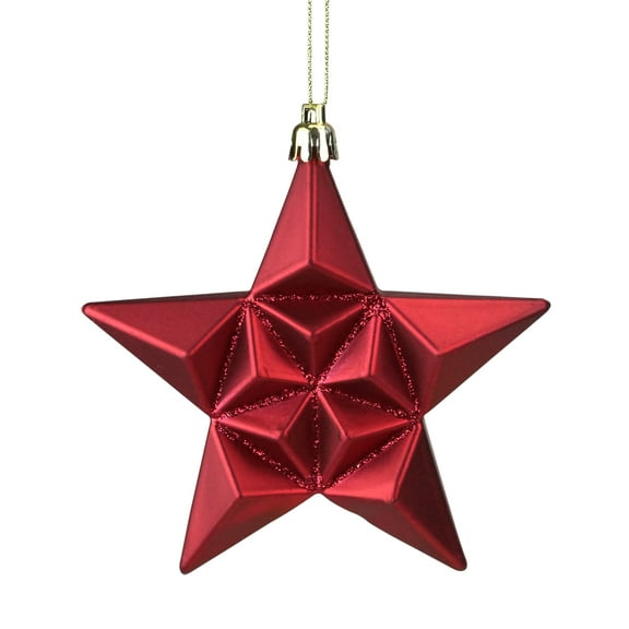 DAK 12ct Red and Gold Star Glittered Shatterproof Matte Christmas Ornaments 5"