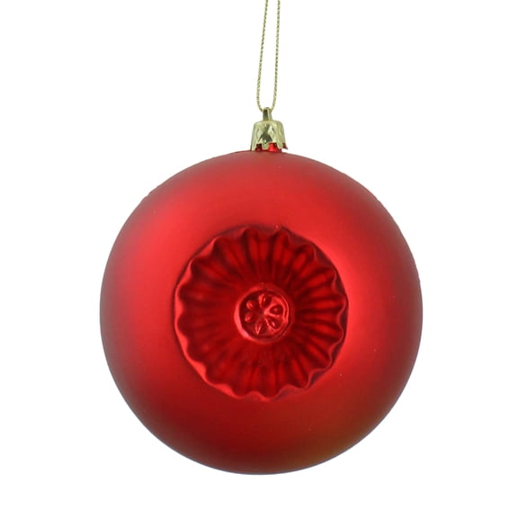 6ct Matte Red Hot Retro Reflector Shatterproof Christmas Ball Ornaments 4"