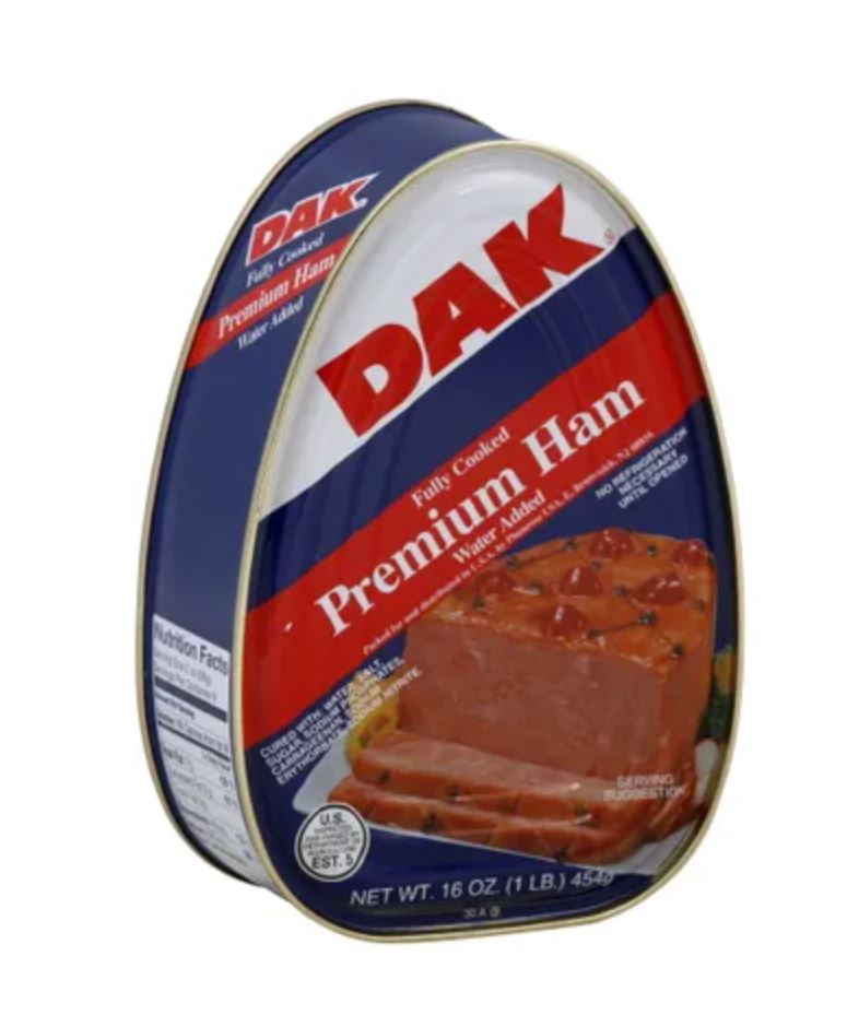 DAK Pre Cooked Canned Ham 16 Oz, BONUS Rosett