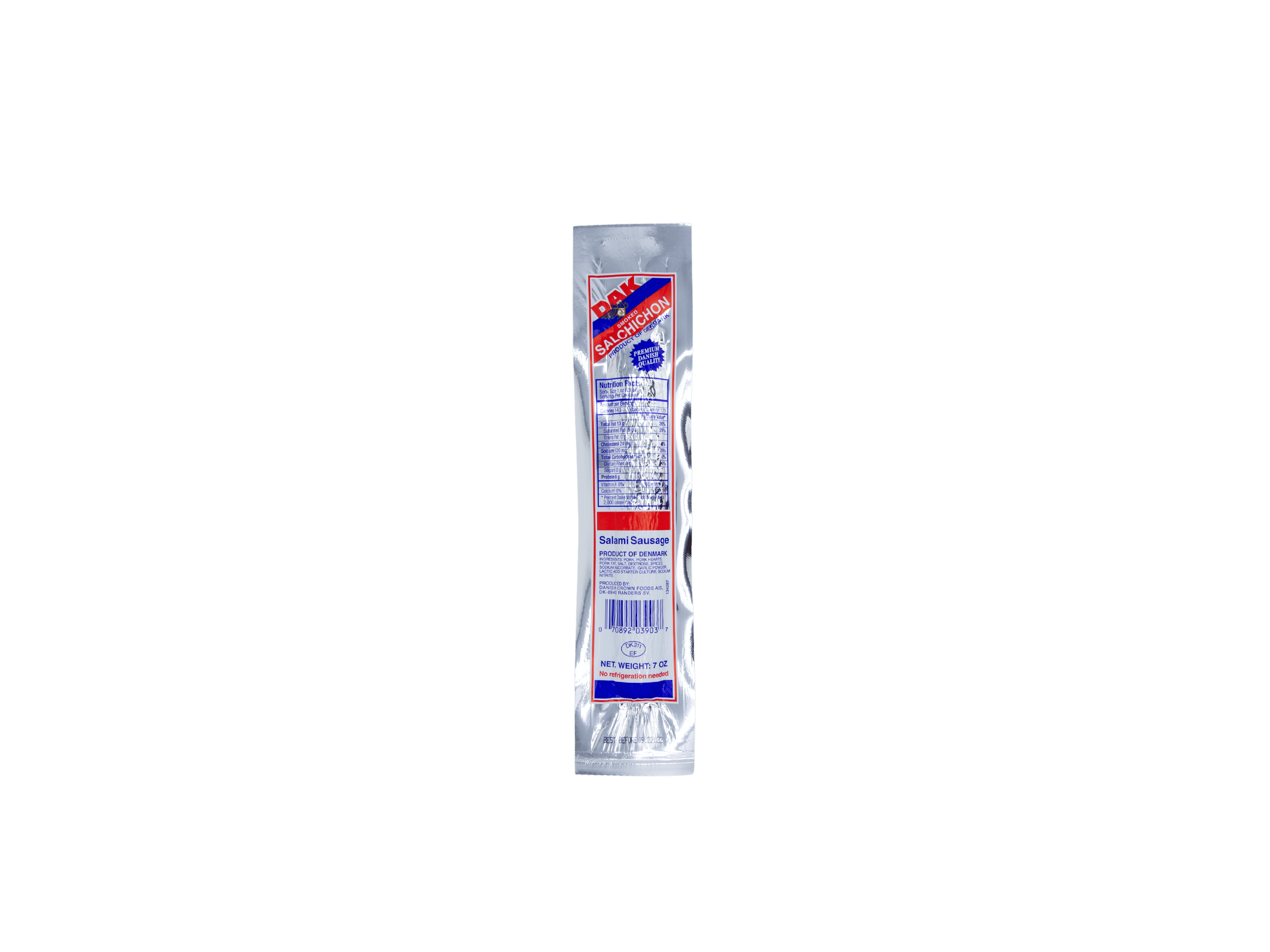 DAK, Smoked Salchichon Sausage, Shelf Stable 7 oz Wrapper