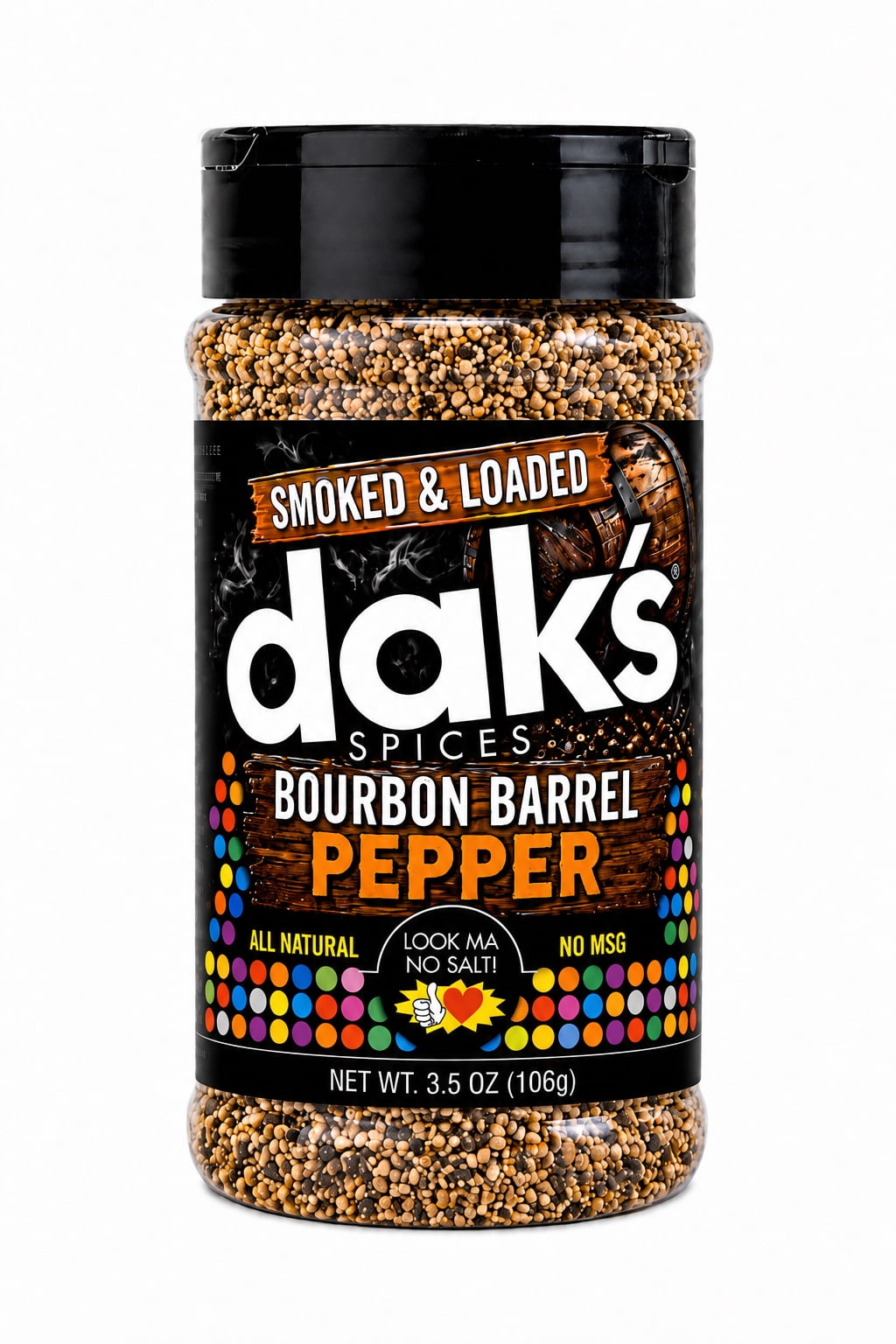 DAK's Smoked & Loaded Bourbon Barrel Pepper | Coarse Ground Black Pepper | Salt-Free Seasoning | 3.5 oz