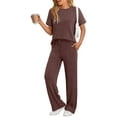 thumbnail image 1 of DAKIMOE 2 Piece Lounge Sets for Women Outfits Fall Pajamas Matching Ribbed Casual Wide Leg Pants Sets, 1 of 6