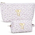 thumbnail image 1 of DAKIMOE 2PCS Makeup Bag Travel Toiletry Bag Cosmetic Bags Organizer Personalized Initial for Birthday Christmas Girl Women Girlfriend Teacher Valentines Day Gifts, 1 of 10