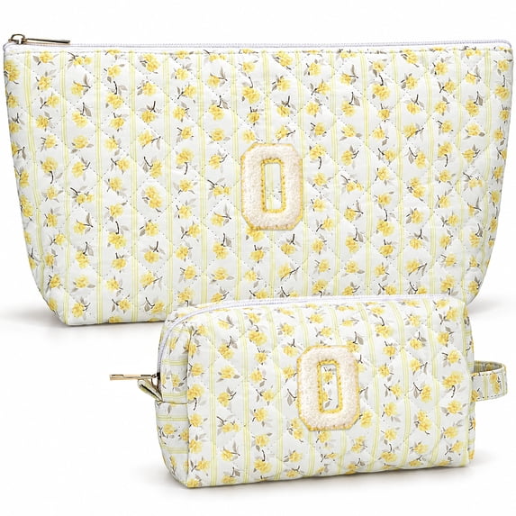 DAKIMOE 2PCS Makeup Bag Travel Toiletry Bag Cosmetic Bags Organizer Personalized Initial for Birthday Christmas Girl Women Girlfriend Teacher Valentines Day Gifts