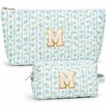 thumbnail image 1 of DAKIMOE 2PCS Makeup Bag Travel Toiletry Bag Cosmetic Bags Organizer Personalized Initial for Birthday Christmas Girl Women Girlfriend Teacher Valentines Day Gifts, 1 of 10