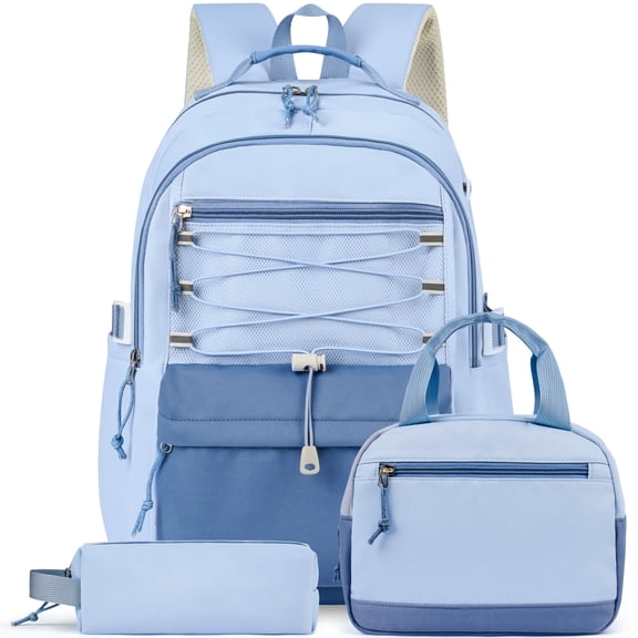 DAKIMOE 3 PCS School Backpacks for College Teens Cute Girlish Middle High School Bookbag Large Capacity Lightweight Waterproof Daypack for Students