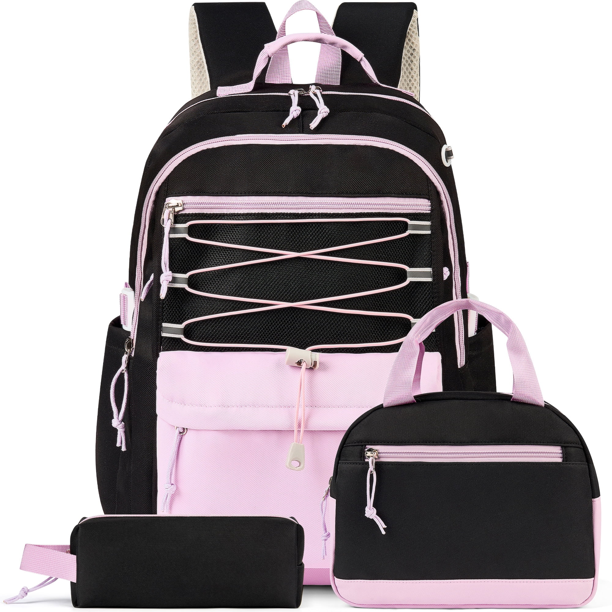 DAKIMOE 3 PCS School Backpacks for College Teens Cute Girlish Middle High School Bookbag Large Capacity Lightweight Waterproof Daypack for Students