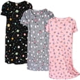 thumbnail image 1 of DAKIMOE 3 pack Nightgowns for Women Soft Cotton Short Sleeve Night Shirts Womens Print Sleep Shirts Loose Comfy Pajamas Sleepwear, 1 of 6