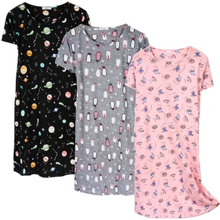 DAKIMOE 3 pack Nightgowns for Women Soft Cotton Short Sleeve Night Shirts Womens Print Sleep Shirts Loose Comfy Pajamas Sleepwear