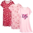 thumbnail image 1 of DAKIMOE 3 Pack Nightgowns for Women Soft Cotton Short Sleeve Night Shirts Womens Print Sleep Shirts Loose Comfy Pajamas Sleepwear, 1 of 6