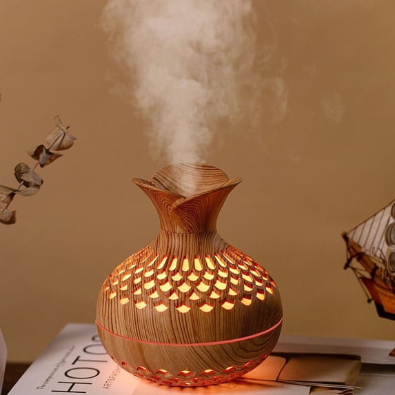 DAKIMOE Humidifier for Room Cool Mist Humidifier 300 ML Vaporizer Mini Humidifier for Bedroom with Night Light USB Charge Flower Vase Shape