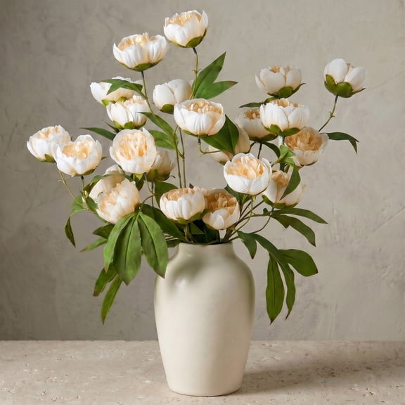 DAKIMOE 6 Pcs Artificial Peony Flowers 27" Silk Faux Peonies Stems for Wedding Home DIY Decor