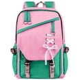 thumbnail image 1 of DAKIMOE School Backpack for Teens Middle School Bookbag Students Lightweight Durable Casual Outdoor Daypack College, Pink and Green, 1 of 7