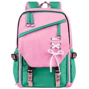 School Backpack for Teens Middle School Bookbag Students Lightweight Durable Casual Outdoor Daypack College, Pink and Gr