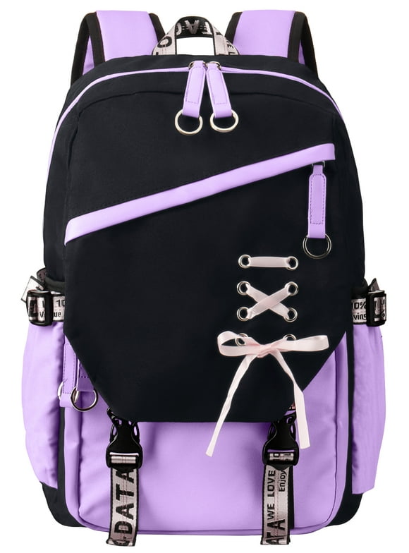 DAKIMOE School Backpack for Teens Middle School Bookbag Students Lightweight Durable Casual Outdoor Daypack College, Purple