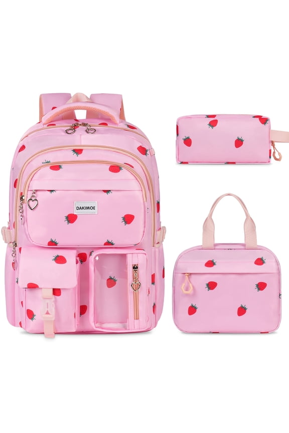 Cute School Backpack Set Water Resistant Durable 3-in-1 School Bookbag for Travel & Daily Use
