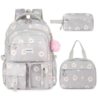 DAKIMOE Cute School Backpack Set Water Resistant Durable 3-in-1 School Bookbag for Travel & Daily Use
