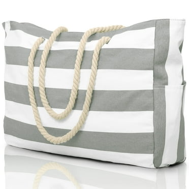 DAKIMOE Beach Bags For Women - Large Beach Tote Bags with Zipper Waterproof Sandproof Swim Pool Beach Bag Large Tote