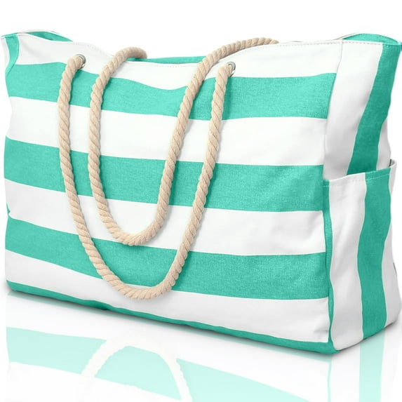 DAKIMOE Beach Bags For Women - Large Beach Tote Bags with Zipper Waterproof Sandproof Swim Pool Beach Bag Large Tote