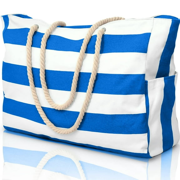 DAKIMOE Beach Bags For Women - Large Beach Tote Bags with Zipper Waterproof Sandproof Swim Pool Beach Bag Large Tote