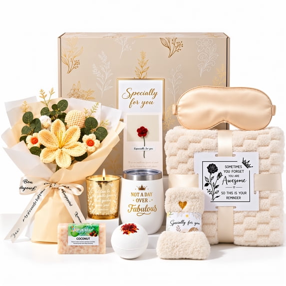 DAKIMOE Birthday Gifts for Women Gift Baskets Get Well Soon Thinking of You Sympathy Gift Set Unique Gifts for Christmas Women Mom Her Best Friend Sister Wife, Pink