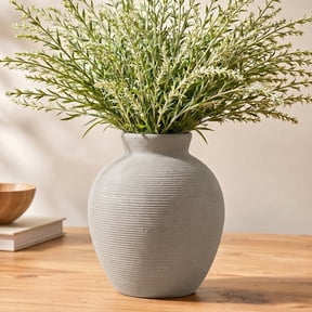 DAKIMOE Ceramic Flower Vase Home Decor Farmhouse 7.25" Table Vases Rustic Vintage Living Room Decor Kitchen Decor Bedroom Vases for Centerpieces House Book Shelf Office Coffee Desk Dining Fireplace