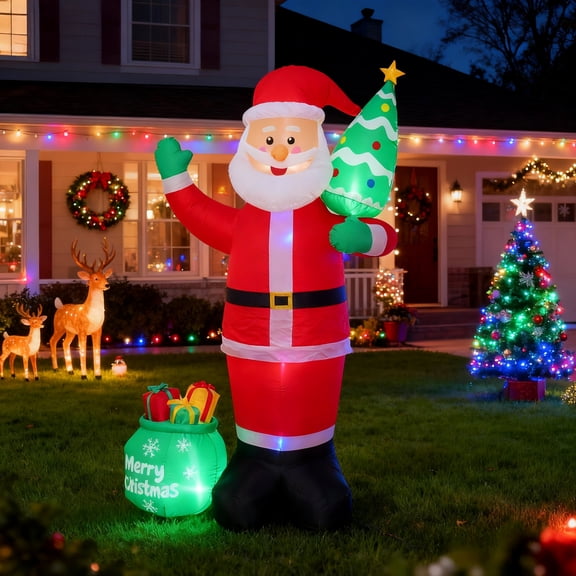 DAKIMOE Christmas Inflatables Christmas Outdoor Decor 8 Ft Santa Decorations