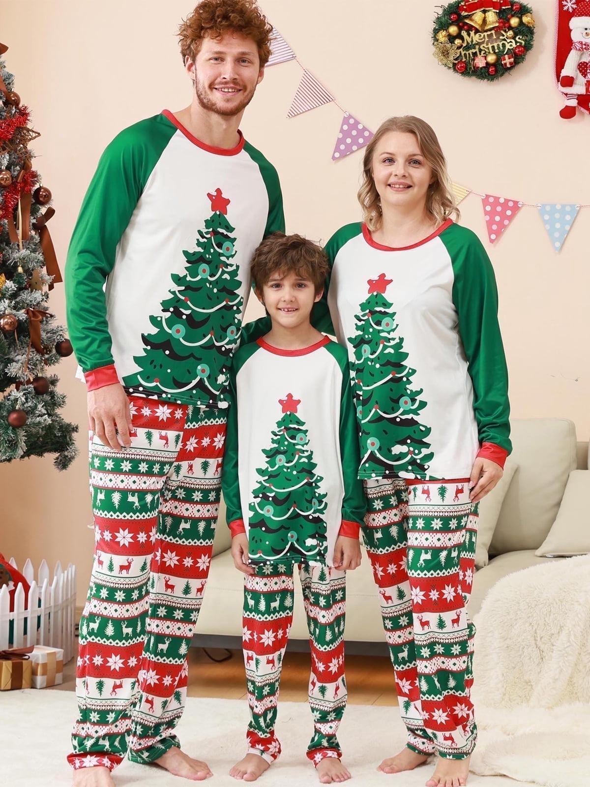 DAKIMOE Christmas Pajamas for Family Matching Sets Couples Xmas Pjs ...