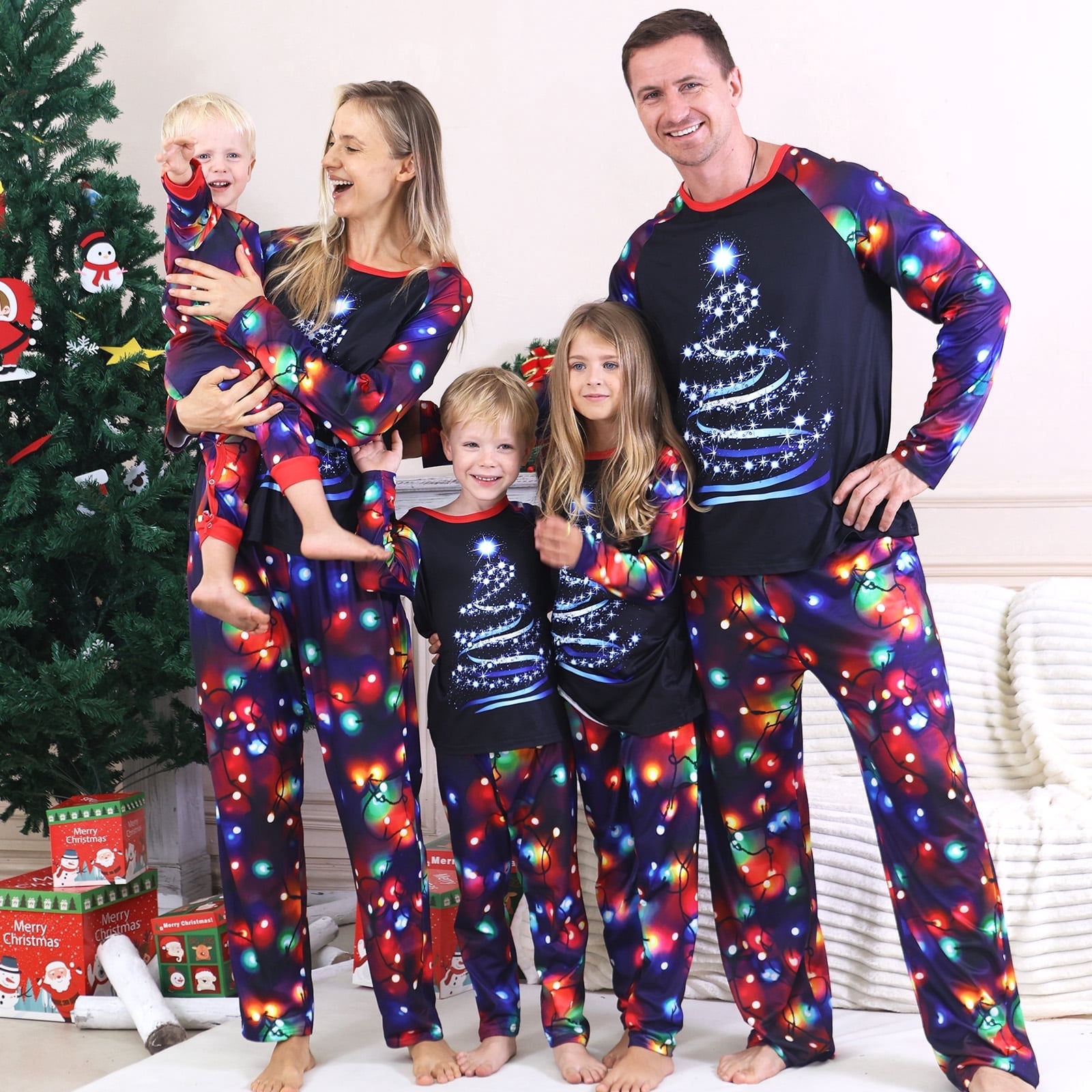 DAKIMOE Christmas Pajamas for Family Matching Sets Couples Xmas Pjs ...