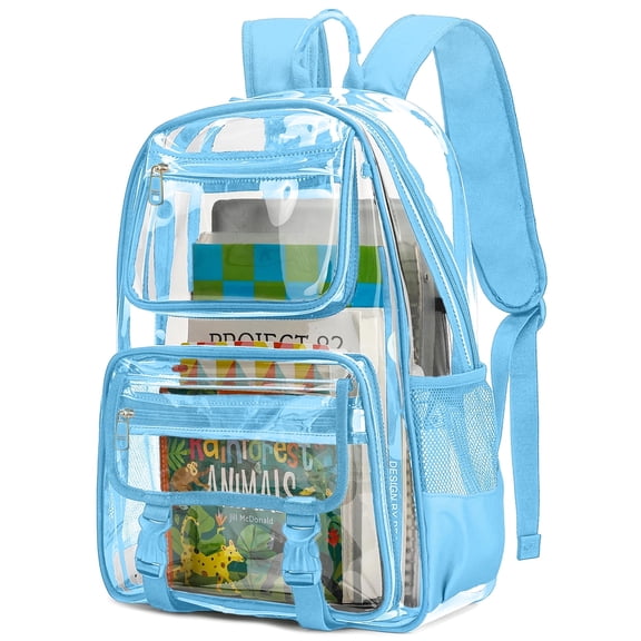 DAKIMOE Clear Backpack Heavy Duty Large Capacity PVC Transparent Waterproof Bag for School Stadium College