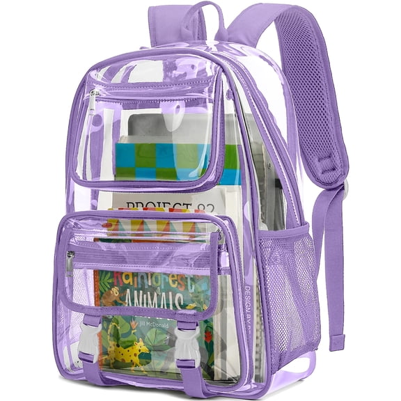 DAKIMOE Clear Backpack Heavy Duty Large Capacity PVC Transparent Waterproof Bag for School Stadium College