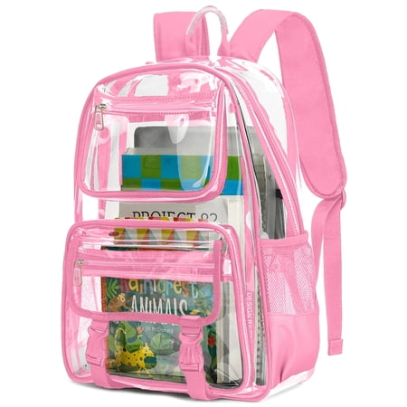 DAKIMOE Clear Backpack Heavy Duty Large Capacity PVC Transparent Waterproof Bag for School Stadium College