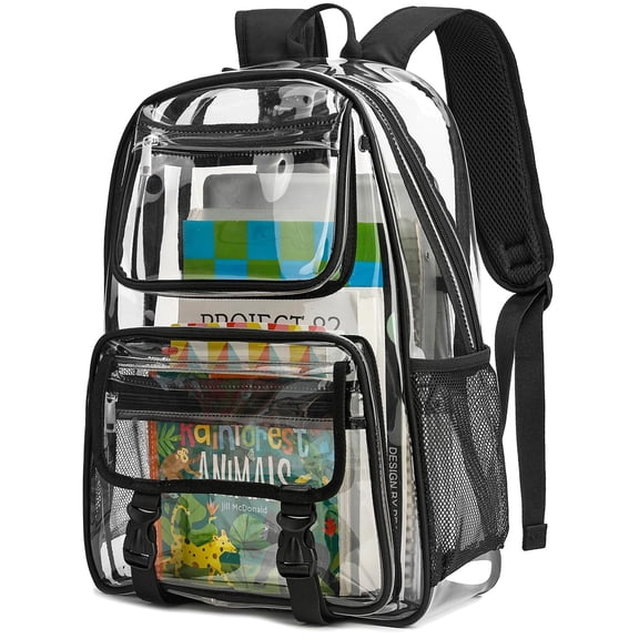 DAKIMOE Clear Backpack Heavy Duty Large Capacity PVC Transparent Waterproof Bag for School Stadium College