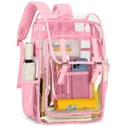 DAKIMOE Clear Backpack Heavy Duty PVC Transparent Backpack Waterproof Large Clear Book Bag See Through Backpack for Teenager Women Men College Work Travel Stadium Approved