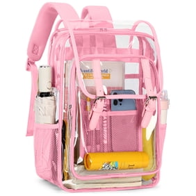 DAKIMOE Clear Backpack Heavy Duty PVC Transparent Backpack Waterproof Large Clear Book Bag See Through Backpack for Teenager Women Men College Work Travel Stadium Approved