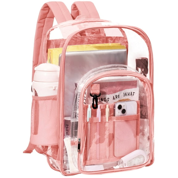 DAKIMOE Clear Backpack Heavy Duty Stadium Approved PVC Transparent Backpacks for Adults School Travel
