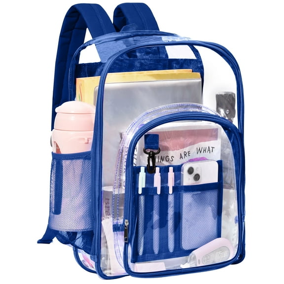 DAKIMOE Clear Backpack Heavy Duty Stadium Approved PVC Transparent Backpacks for Adults School Travel