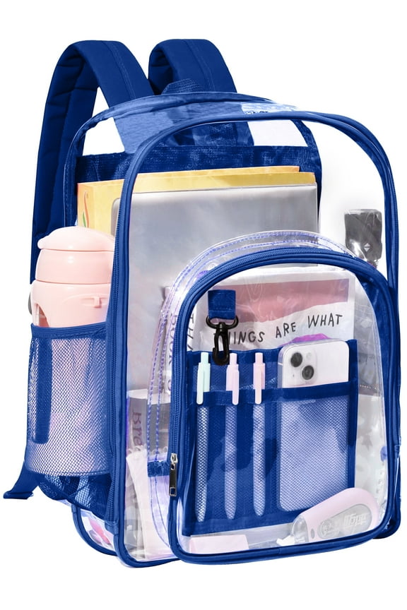 Clear Backpack Heavy Duty Stadium Approved PVC Transparent Backpacks for Adults School Travel