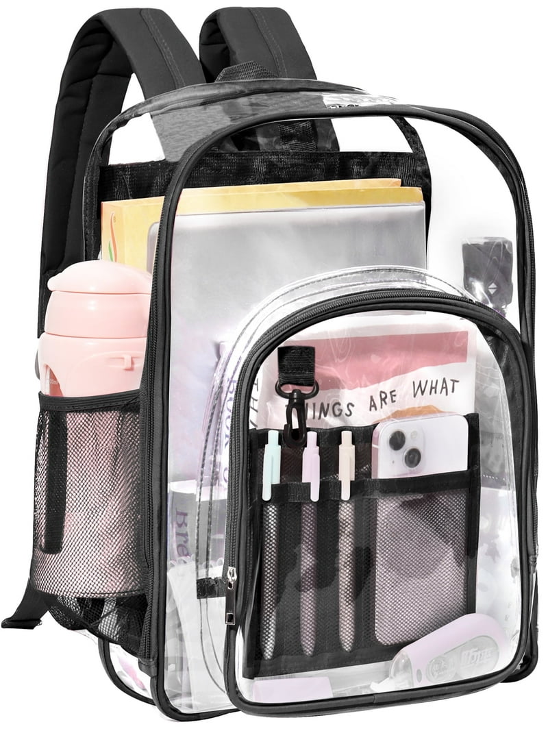 DAKIMOE Clear Backpack, Heavy Duty PVC Transparent Bag for School