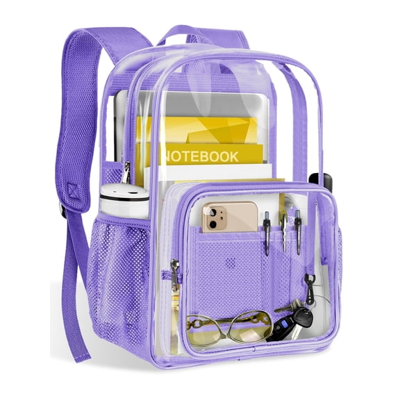 DAKIMOE Clear Backpack Heavy Duty Stadium Approved PVC Transparent Backpacks for Adults School Travel