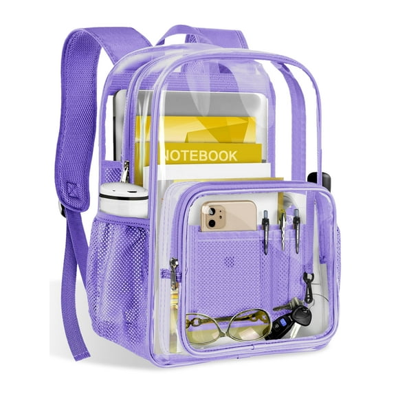 DAKIMOE Clear Backpack Heavy Duty Stadium Approved PVC Transparent Backpacks for Adults School Travel