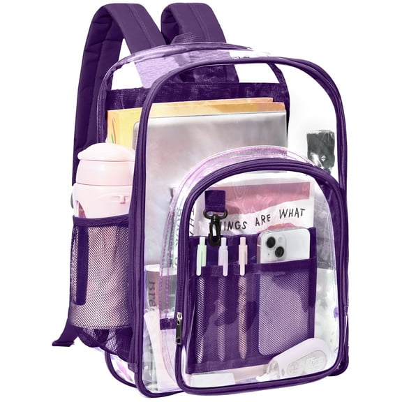 DAKIMOE Clear Backpack Heavy Duty Stadium Approved PVC Transparent Backpacks for Adults School Travel