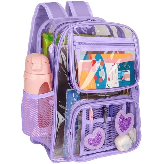 DAKIMOE Clear Backpack Heavy Duty Stadium Approved School Cute Transparent Backpacks Clear Bag Travel