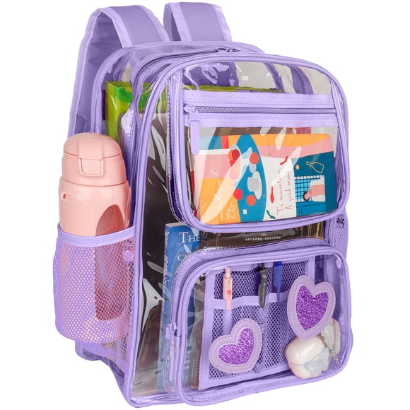 DAKIMOE Clear Backpack Heavy Duty Stadium Approved School Cute Transparent Backpacks Clear Bag Travel