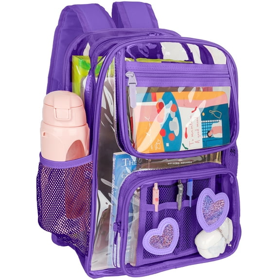 DAKIMOE Clear Backpack Heavy Duty Stadium Approved School Cute Transparent Backpacks Clear Bag Travel