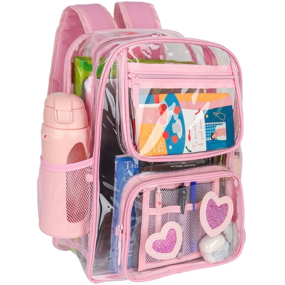 DAKIMOE Clear Backpack Heavy Duty Stadium Approved School Cute Transparent Backpacks Clear Bag Travel