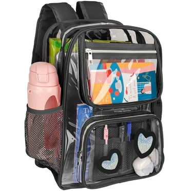 DAKIMOE Clear Backpack Heavy Duty Stadium Approved School Cute Transparent Backpacks Clear Bag Travel