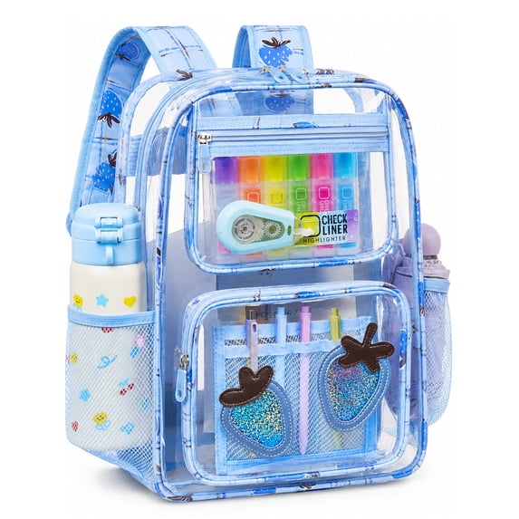 DAKIMOE Clear Backpack Heavy Duty Stadium Approved School Cute Transparent Backpacks Clear Bag Travel